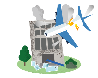 画像：航空機の墜落もしくは接触または航空機からの落下物
